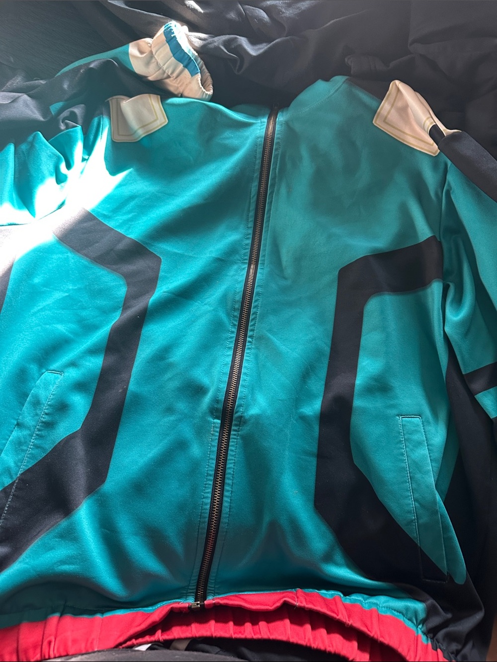 Men's Teal Black Zip-Up Jacket - Stylish Lightweight Coat